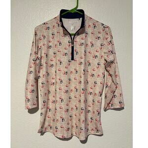 San Soleil Women's Size Medium Golf Cart Print UV 50+ Quarter Zip Athletic Shirt